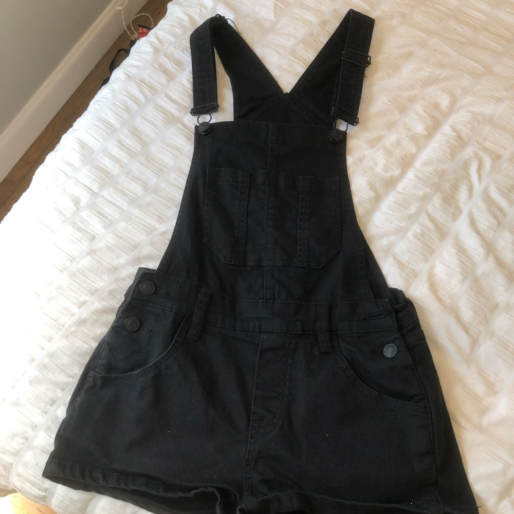 Black jean overalls